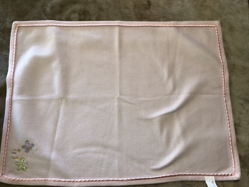 Manta vintage Tiddliwinks rosa mariposas polar 28,5x39,5 ribete satinado Foto 3 de 4