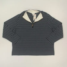 Charter Club Woman I/4 Zip Top Sz 2XL Newport Blue Stripe Activewear Casual NWT