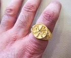 925 Silver Gold Men Ring Chi Rho Alpha Omega Anchor Mens Jewelry Rings #016