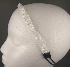 White faux pearl braided twist braid stretch headband hair band accessory