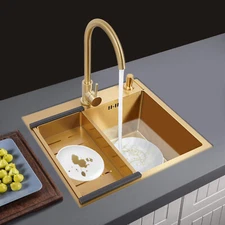 20in Stainless Steel Kitchen Sink with Faucet & Draining Basket & Soap Dispenser