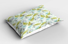 Sea Pillow Sham Seahorses and Fern Patterns