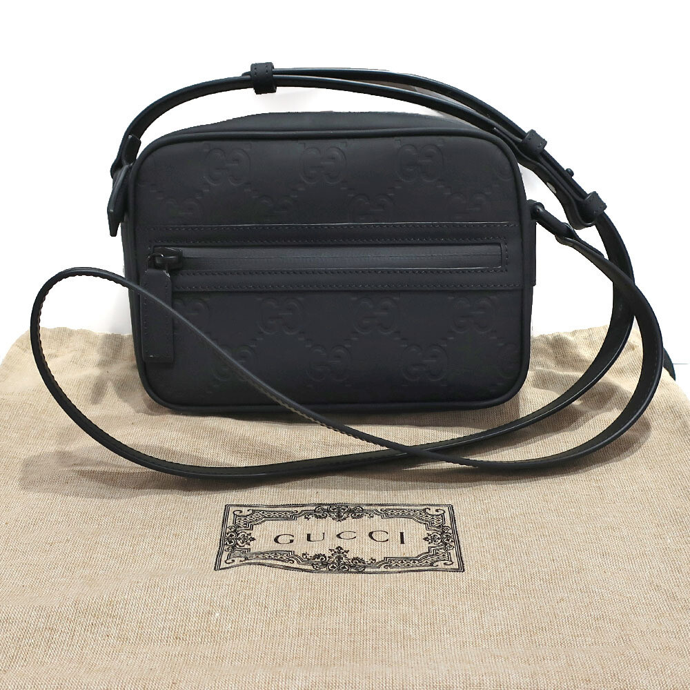 Gucci Shoulder Bag GG Rubber Effect 771231 Black Crossbody Gucci Shoulder Bag GG Rubber Effect 771231 Black Crossbody