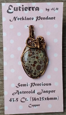Eutierra Semi-Precious Asteroid Jasper Pendant Hand Crafted In The USA 43.5Ct. 