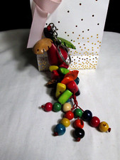 COLORFUL WOOD BEADED KEYCHAIN W/GIFT BAG