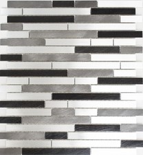 Metall Mosaik Fliesen Aluminium Schwarz Grau Bad Küche Wand 49-0308_f |10 Matten