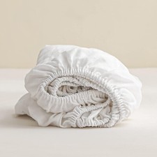 100 Linen Fitted Sheet Stone Washed Solid Color - 1 Piece 14 inch Deep Pocket