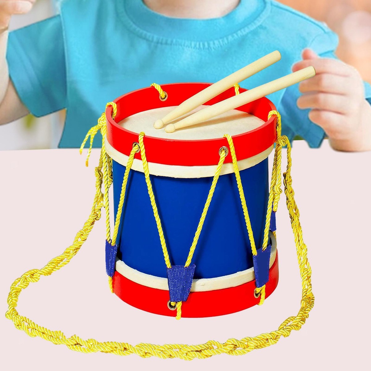 Kids Marching Drum Set 22cm Wooden Kids Drum for Party