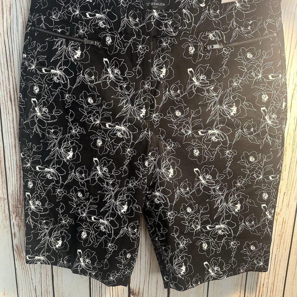 WHBM 白宫黑色市场短裤 14 花卉印花 12 英寸百慕大 — 第 2/4 张图片