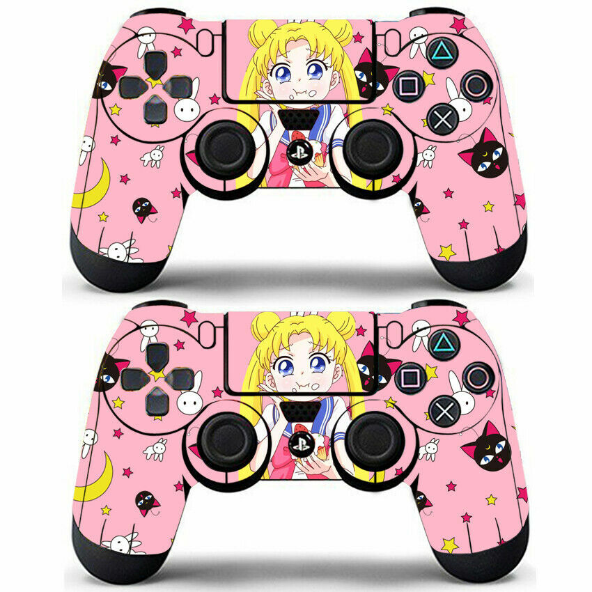 2 Pack PS4 Controller Dualshock Anime Sailor Moon Pink Crystal Vinyl Skin Decal