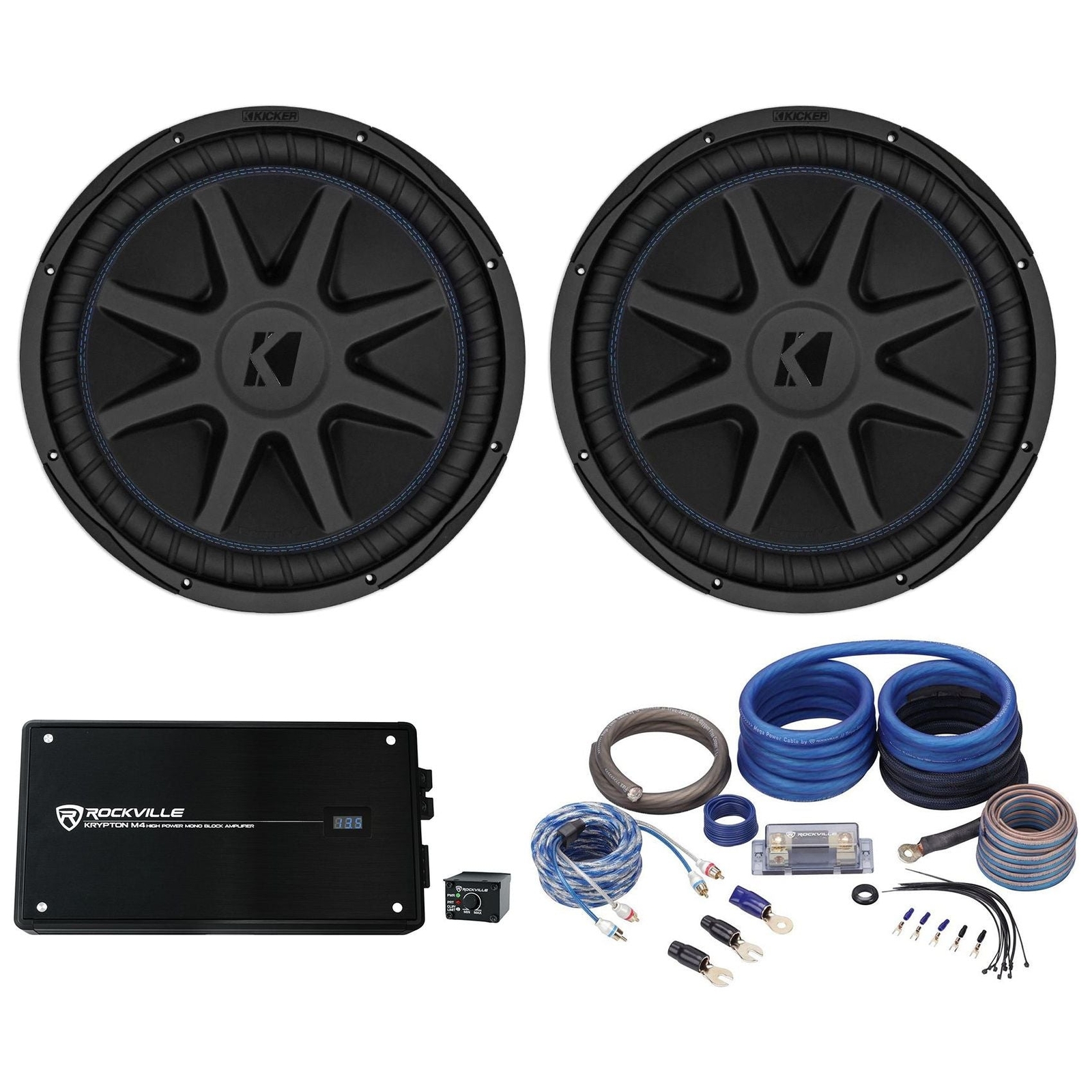 2 Автомобильные сабвуферы Kicker 44CVX154 Comp VX CVX 15 мощностью 2000 Вт RMS Усилитель Комплект усилителей 98290₽