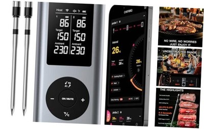 Meat Thermometer Digital Wireless with 2 Probes, 800FT Long Range Bluetooth 