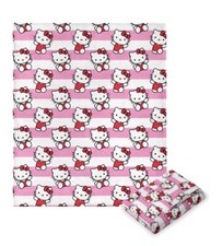 Sanrio Hello Kitty Bows And Stripes Throw Blanket 50x70 Super Soft Fleece