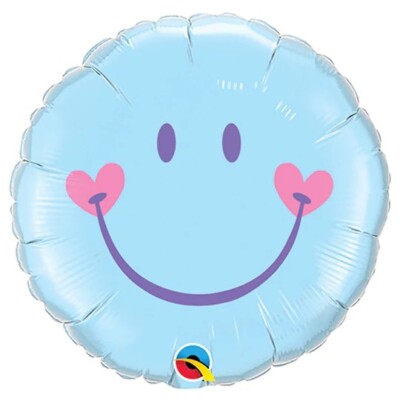 Sweet Smile Face - Pale Blue 18'' Foil Balloon (Packaged)