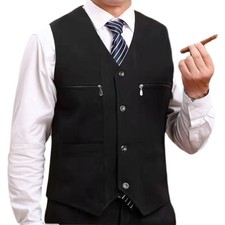 Middle-aged and Elderly Men's Waistcoat Casual Vest Pocket Sleeveless Jacket Top