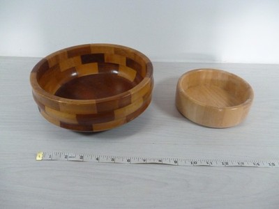 2 x handgedrechselte abschnitts-holzschale durchmesser Obstständer Schlüssel