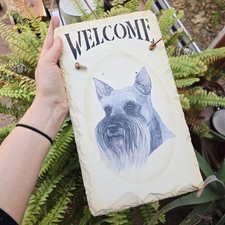 Vintage Scottie Scottish Terrier Dog Welcome Sign Wall Hanging