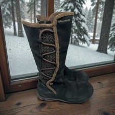 Salomon Emmy Suede Fur Winter Insulated Snow Boots Cottagecore Y2K Fit 6.5