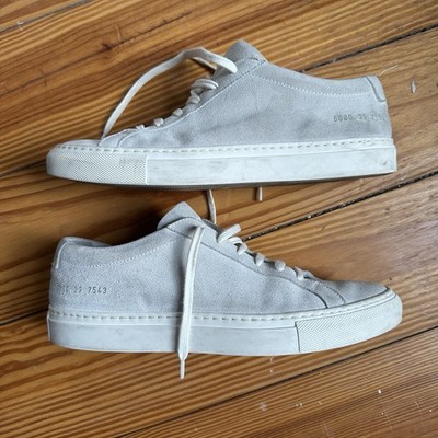Common Projects Gray Suede Lace-Up Men's Casual Sneakers Comfort Lightweight