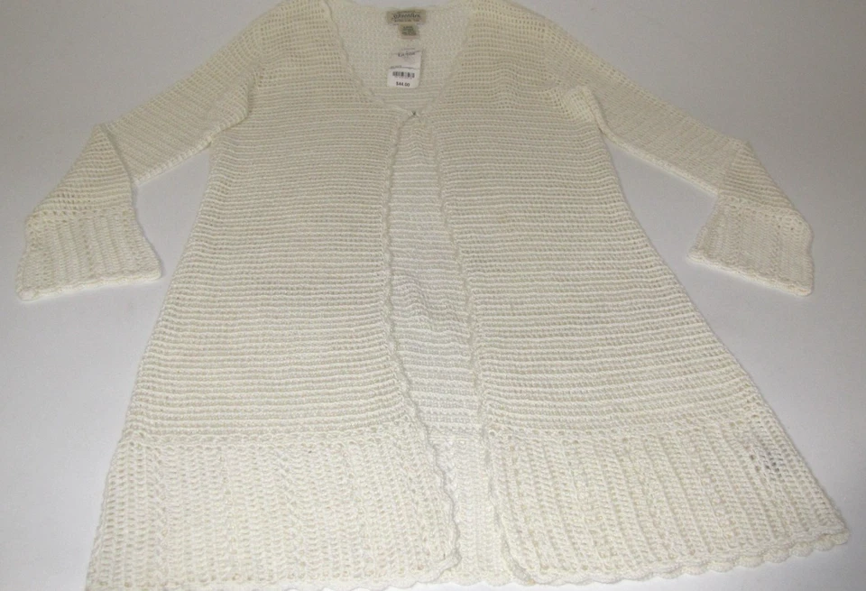 Cárdigan tejido crema St Johns Bay de colección nuevo con etiquetas 1 gancho longitud plumero Cottagecore Wm. L Foto 4 de 4