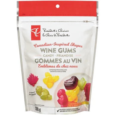 Presidents Choice Canadian-Inspired Shapes Wine Gums Candy, 200g/7 oz