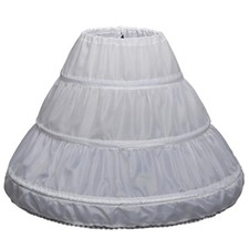 RULTA Girls' 3 Hoops Petticoat A-line Full Slip Flower Crinoline 4-5T, White