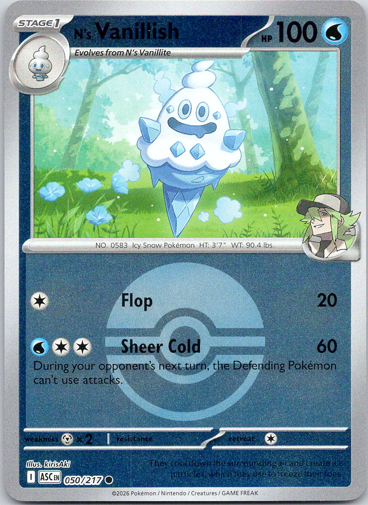 Pokemon N's Vanillish 50/217 Ascended Heroes Common Normal NM TCG
