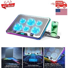 Superior Aluminum Alloy Laptop Cooler - 6 Fans, Adjustable Height  4 USB Ports