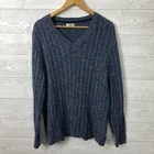 Croft & Barrow Women's 2X Long Sleeve Pullover Sweater V Neck 100% Cotton Blue