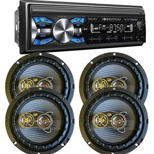 Un seul flux sonore DIN Récepteur stéréo de voiture & 2 Paire 300W 6.5" Haut-parleurs coaxiaux