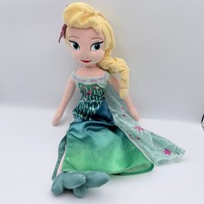 Disney Store Frozen Fever Elsa Plush Doll 18 Inch Green Floral Dress Cape