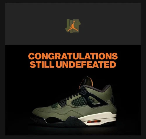 Undefeated x Nike Air Jordan 4 Retro 2025 Olive Green Orange Size 11.5 CONFIRMED