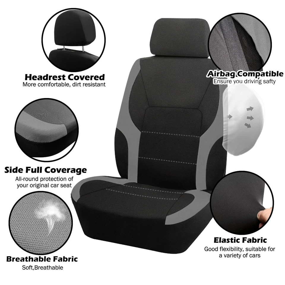 For Kia 03-24 Car Seat Cover Full Set Polyester Front/Rear Protector Cushion Foto 2 de 4