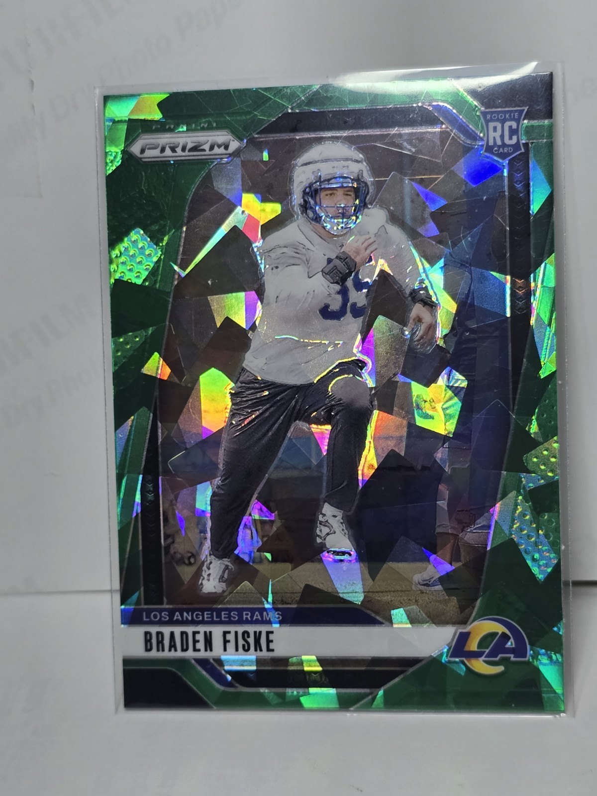 2024 Panini Prizm Braden Fiske RC Green Ice Rookie #310 Rams