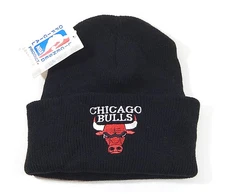 1990's Chicago Bulls Logo 7 NBA Vintage Winter Beanie Hat Black NOS