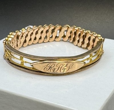 Antique Carmen Gold-Filled Expansion Bracelet RHL Engraved D.F.B. Co. Pat. 012
