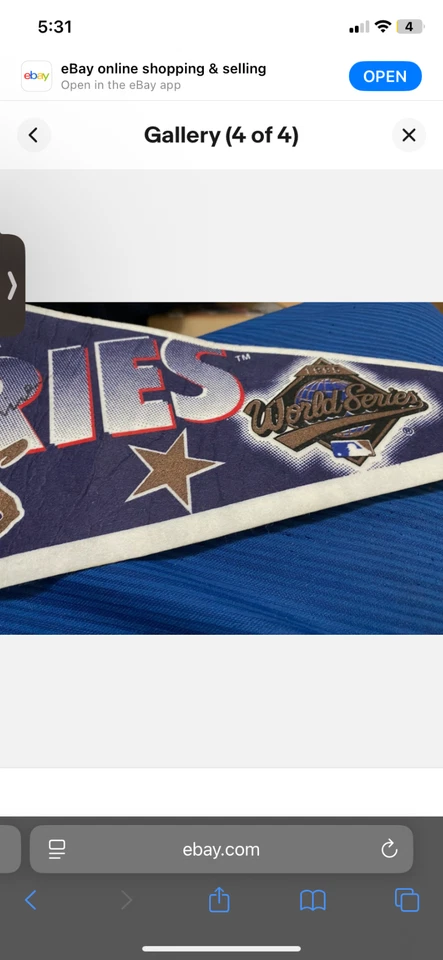 ¡Banderín firmado por Tom Glavine de los años 90 de los Atlanta Braves! Campeones de la Serie Mundial 1995 Foto 4 de 4