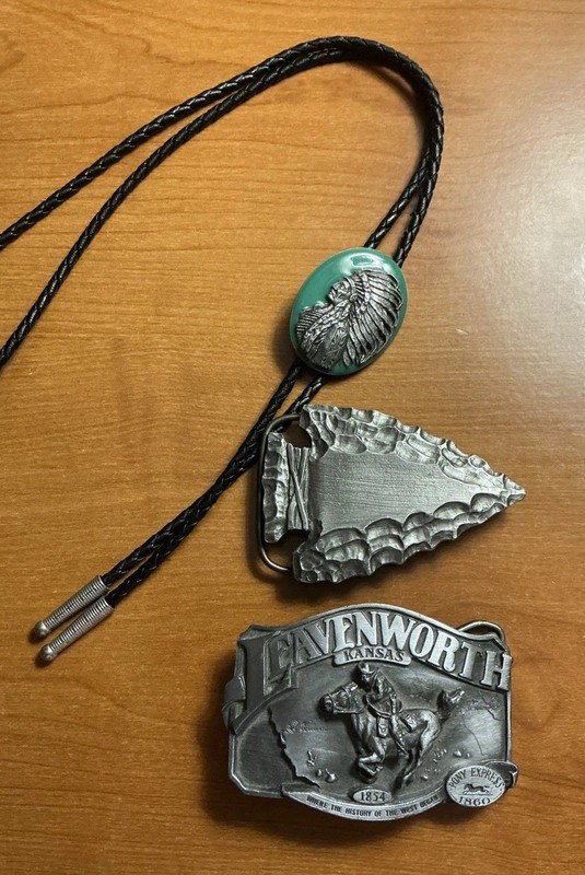 Siskiyou Kansas & Arrowhead Belt Buckles & Bolo Tie