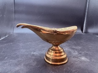 Vtg Fancy Brass Catholic Church Aladdin Religious Incense Boat Burner
