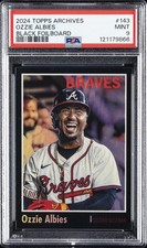 2024 TOPPS ARCHIVES BLACK FOILBOARD #143 OZZIE ALBIES PSA 9