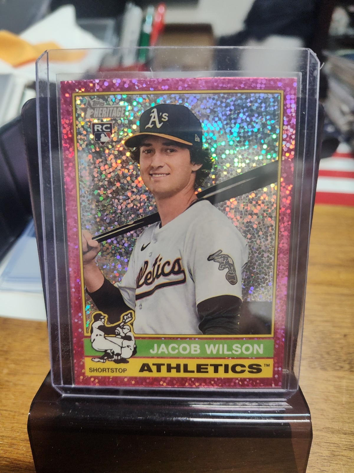 2025 Topps Heritage - Jacob Wilson #15 Chrome Pink Sparkle Refractor (RC)