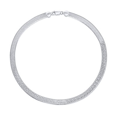 Flexibler wendbarer flacher griechischer Schlüssel Design. 925 Sterlingsilber Fischgrät Nec...