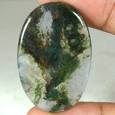 28.20Cts 100 Natural Green Moss Agate Oval Shape Cab Loose Gemstone 37x24x03mm