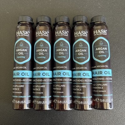 5x Hask Argan Oil Repairing Hair Oil Keratin Smoothing Oil 5/8 oz NEW!