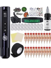 Dragonhawk Tattoo Gun Kit Wireless L1 Tattoo Pen Machine Pro 3400mAh Tattoo Kit