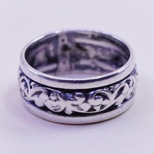 Size 5, vintage Sterling silver handmade ring, swirl textured 925 band