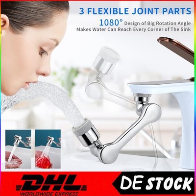 Extension Rotate Robotic Faucet Extender Arm Tap Universal 1080° Swivel Spray