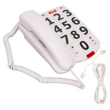 Big Button Phone Simple Adjustable Volume Home Landline Phones for Seniors White