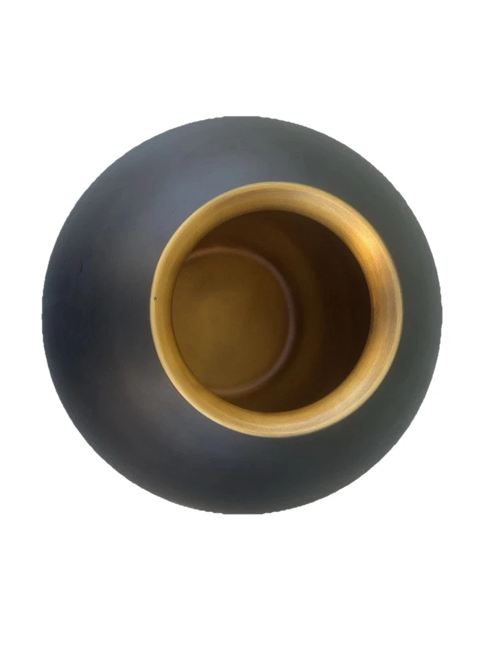 Restoration Hardware Black Matte Metal Burnished Patina Brass Vase 11" Height - Image 2 of 4