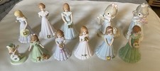 Lot Of 11 Birthday Precious Moments And Enesco Growing Up Figurines Age 6 - 16